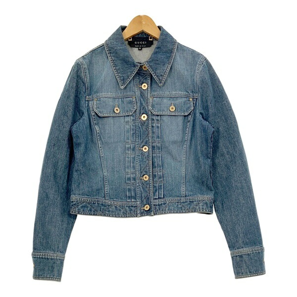 【中古】GUCCI グッチ デニムジャケット Gジャン ブルゾン 125084 レディース サイズ44 インディゴ アウター DL18474■
