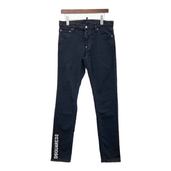 【中古】DSQUARED2 ディースクエアード デニム パンツ ロゴ ストレート ジーンズ ボトム S74LB1521 メンズ サイズ46 ブラック ズボン DM18631■