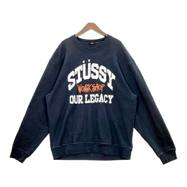 【中古】STUSSY ステューシー アワーレガシー OUR LEGACY スウェット トレーナー ワークショップ メンズ XXLサイズ ブラック トップス DM18597■