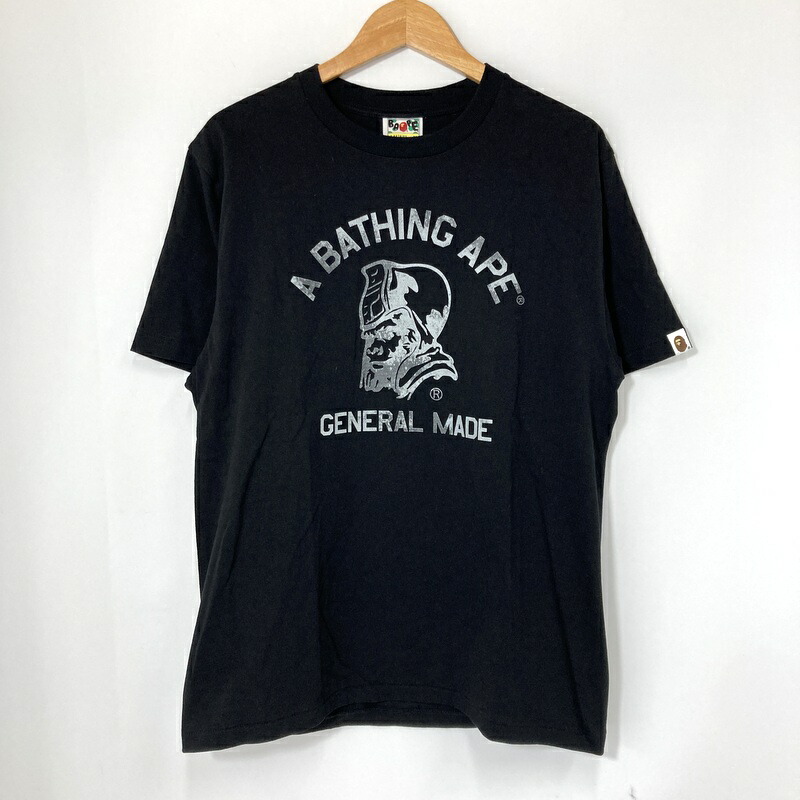 【中古】 A BATHING APE アベイシングエイプ ティーシャツ 半袖 労働者の一団のど首 HIGH TONE BLEACH GENERAL MADE TEE メンズ M大いさ 黒いこと トップス A16247◆ Tシャツ・カットソー-トップス