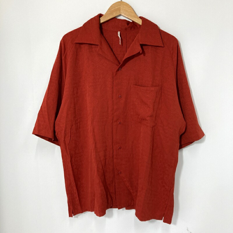 【中古】m's braque エムズブラック ダイヤ柄ジャガード オープンカラーシャツ 191306 半袖 メンズ サイズ38 Mサイズ相当 レッド トップス A16223◆