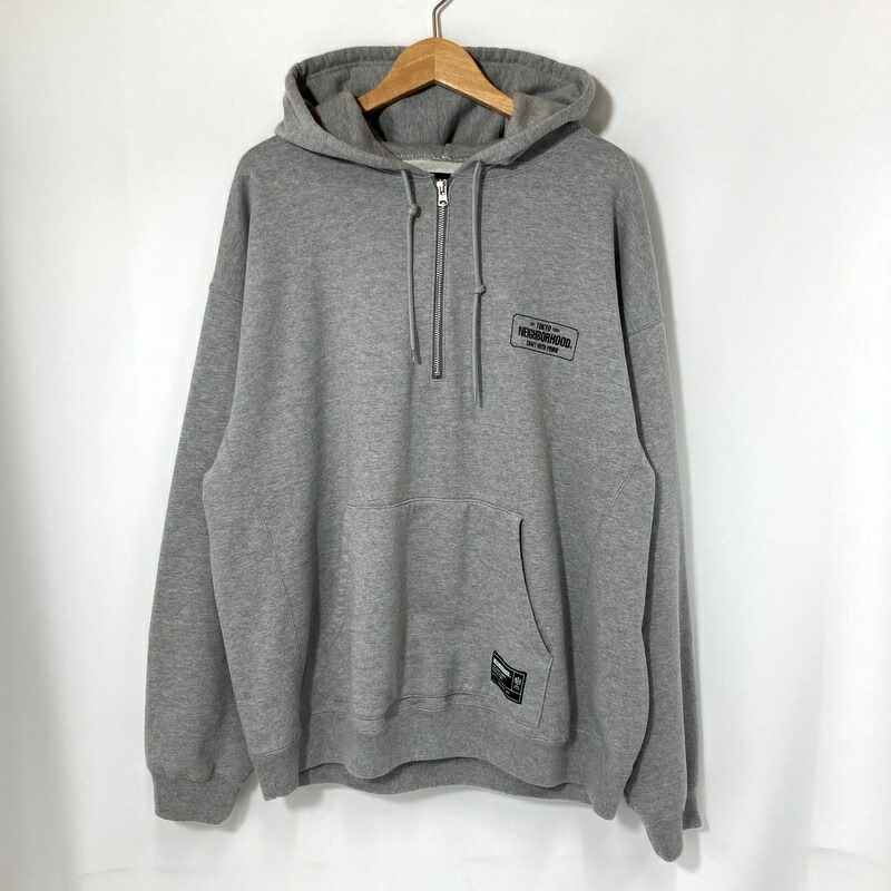 【中古】NEIGHBORHOOD ネイバーフッド クラシックスウェットハーフジップフーディー 252UWNH-CSM02 パーカー メンズ XL大きさ 薄墨色 トップス A15845◆