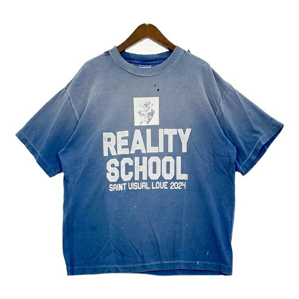 【中古】SAINT MICHAEL 仙マイケル プルオーバー カットソー REALITY SCHOOL SS TEE SM-HR8-0000-029 メンズ L大きさ 青色系 トップス DM18884■