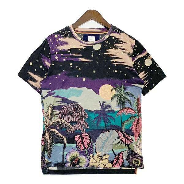【中古】Paul Smith 極点スミス プルオーバー カットソー 半袖 ルナ ハワイアン メンズ M大きさ 黒いこと系 トップス DM18901■