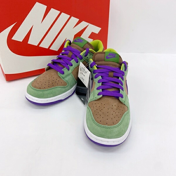 【中古】NIKE ナイキ スニーカー DUNK LOW SP VENEER ダンク シューズ 新品負けず劣らず DA1469-200 メンズ 25.0糎 緑であること パープル 靴 DF18962■ メンズ靴-スニーカー