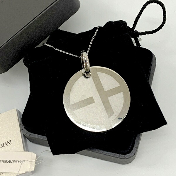 【中古】 EMPORIO ARMANI エンポリオアルマーニ 首飾り ラウンド シャンデリヤ メンズ しろがね色 アクサセリー DF18541■