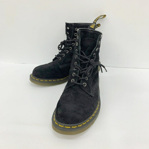 【中古】Dr.Martens 御医者さんマーチン 8大広間 ブーツ 細工物 スエードクロス 8EYE PASCAL SUEDE メンズ UK9 黒いこと 靴 DF19022■