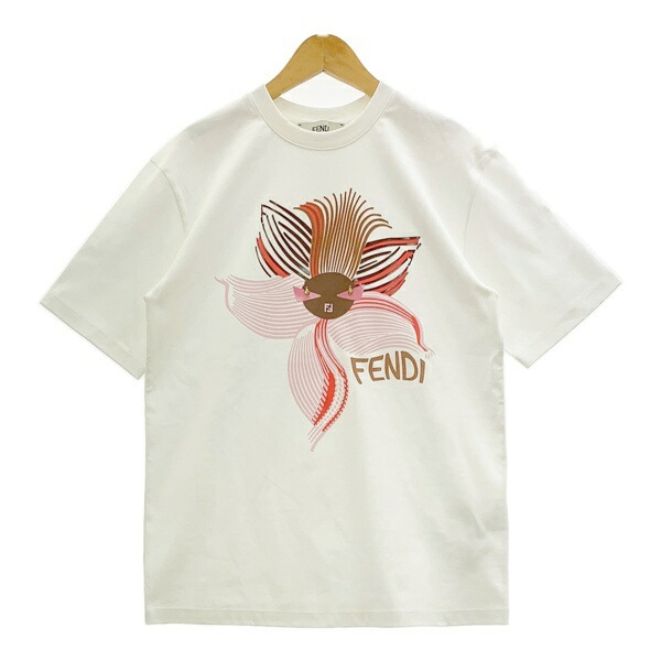 【中古】FENDI フェンディ ティーシャツ 半袖 カットソー ロゴタイプ刷り上げる レディース XXS 白いこと トップス DL18971■