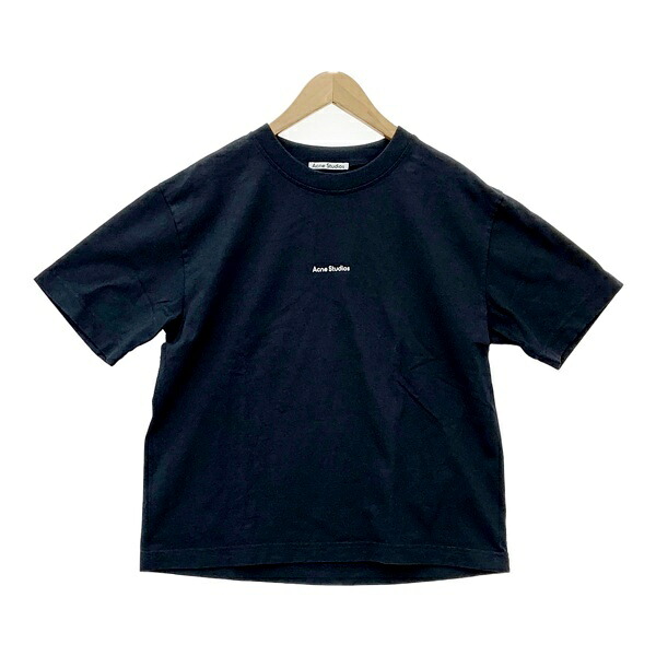 【中古】 ACNE studios アクネストゥディオズ 消し印ロゴタイププルオーバー 半袖プルオーバー レディース S 黒いこと トップス DL19171■