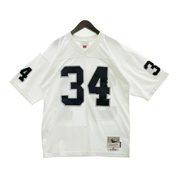 【中古】Mitchell \u0026 Ness ミッチェル \u0026 ネス 力くらべティーシャツ 制服 NFL Bo Jackson メンズ L大いさ 白いこと トップス DM19203■