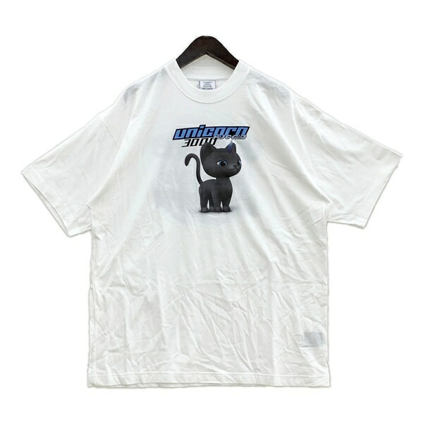 【中古】VETEMENTS ヴェトモン ユニ玉蜀黍 ティーシャツ カットソー EVERYONE CAN BE A UNICORN T-SHIRT メンズ XS大いさ 白いこと トップス DM19303■