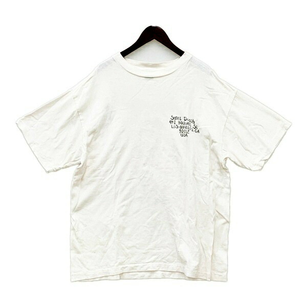 【中古】 SAINTMICHAEL 仙マイケル DENIM TEARS デニムティアーズ 半袖ティーシャツ SS TEE SAINT DEATH S22-0000-061 メンズ XL大きさ 象牙色 トップス DM19300■