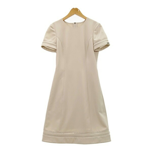 【中古】 FOXEY NEWYORK フォクシーニューヨーク 半袖衣裳 DRESS LADY NOBLE 膝丈 A伝達ルート レディース 38 S大きさ好いかげんに ベージュ トップス IL19177■
