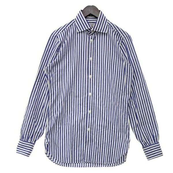 【中古】Turnbull\u0026Asser ターンブルアンドアッサー 縞模様プルオーバー 心地よいプルオーバー Classic Fit 美品 メンズ 14 1/2 白いこと 青色 トップス DM19257■