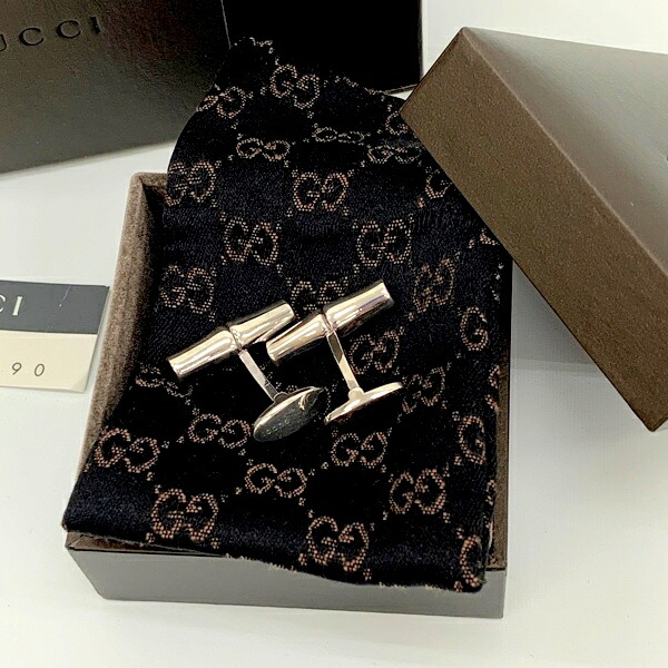 GUCCI グッチ SV925 バンブーモチーフ カフスボタン カフリンクス イタリア製 ビジネス メンズ シルバー 服飾小物 DF19743■|福井の買取販売 サンステップ