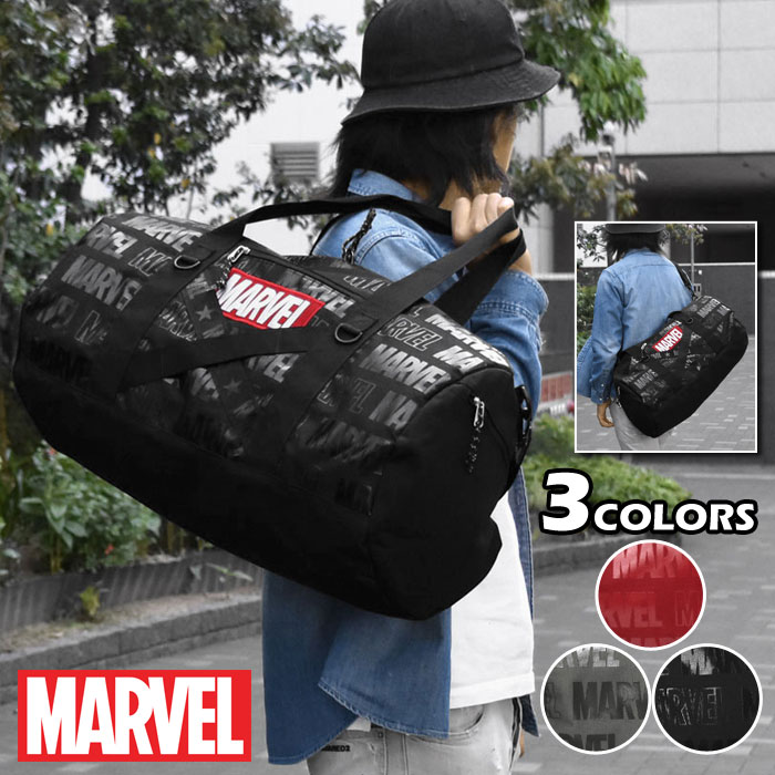ボストンバッグ メンズ ナイロンキャンバス Marvel マーベル クロステープ 2way ドラムバッグ ショルダーバッグ 斜めがけバッグ おしゃれ オシャレ 大きい 大きめ 軽い 軽量 通勤 通学 修学旅行 旅行バッグ 旅行カバン ジム 雑貨 グッズ ナイロン