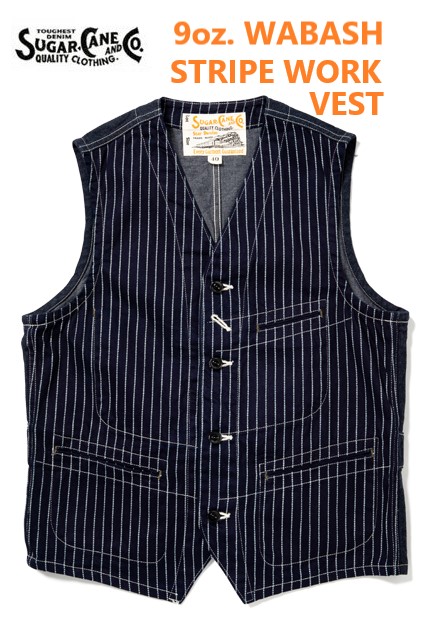 楽天市場】SUGAR CANEシュガーケーンWABASH STRIPE WORK VEST