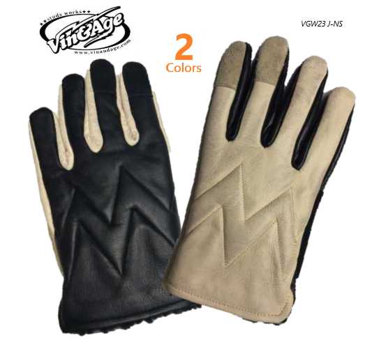 ヴィン＆エイジ(VIN&AGE)VGW23NS 　WINTERGLOVES　牛革 グローブ 　エイジング加工　アメカジ　ヴィンテージ　バイカー　ライダー　手袋　グローブ　革｜ＳＷＡＰＭＥＥＴ