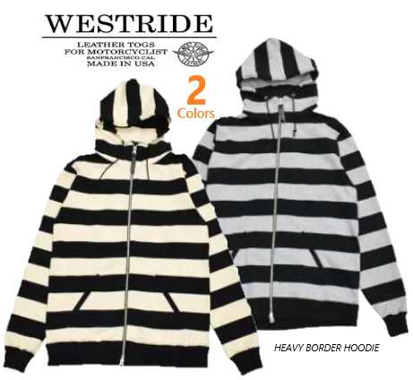 ウエストライド(WESTRIDE)HEAVY BORDER HOODIE - BLK/H.GRY【貨物輸送無料】 ヘヴィーボーダー ジップパーカー