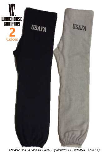 御召しもの住み家(WAREHOUSE)×ＳＷＡＰＭＥＥＴ完膚なきまで別注ひな形 Lot 492 USAFA SWEAT PANTS【貨物輸送無料】スウェットパンツ リバーススタイル 裏起毛