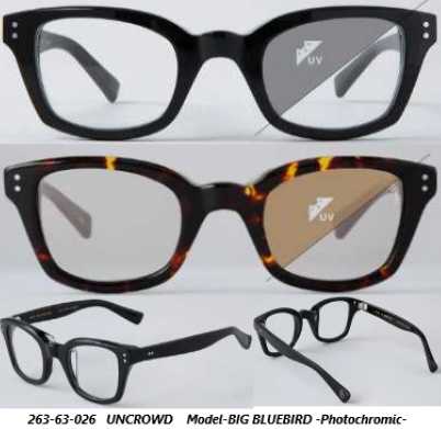 UNCROWD (アンクラウド ) photochromic Model-BIG BLUE BIRD 235-63-026【送料無料】 調光レンズ メガネ 日本製 ブルコ バイカー アメカジ|SWAPMEET
