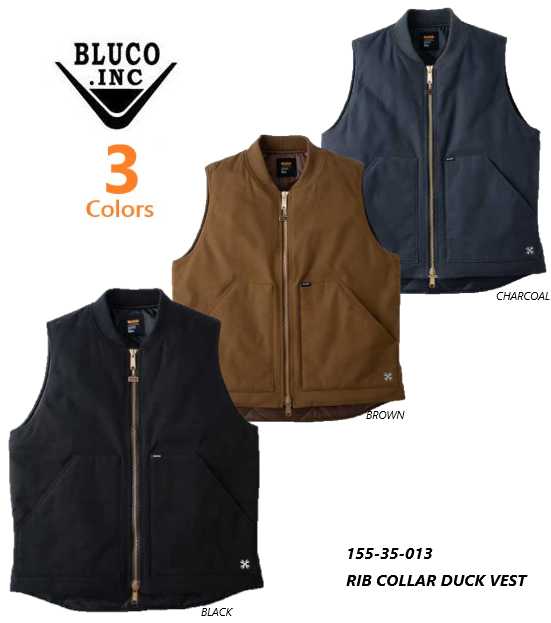 BLUCO(ブルコ）155-35-013　RIB COLLAR DUCK VEST　リブカラーベスト 　　3Color【送料無料】｜ＳＷＡＰＭＥＥＴ 11,880円