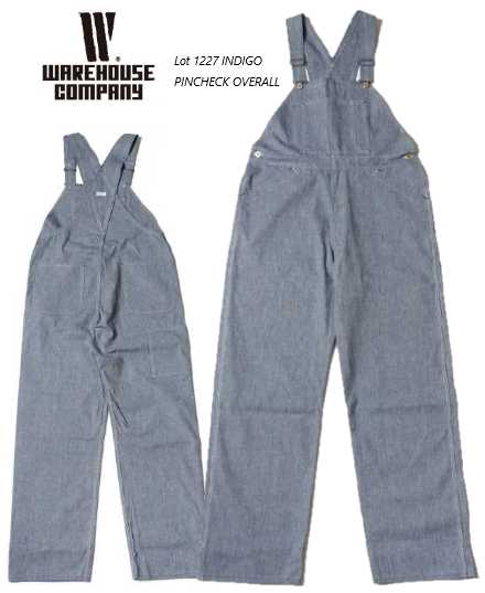 御召しもの住み家(WAREHOUSE) Lot.1227 INDIGO PINCHECK OVERALL ONE WASH 大層らしい櫂 ジーンズ【貨物輸送無料】