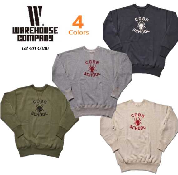 お召しもの棲み家(WAREHOUSE)Lot401 COBB  両Vセットイン・スリーブスウェット 4Color【貨物輸送無料】