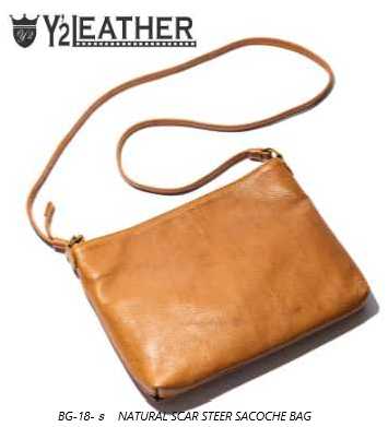Y2 LEATHER(ワイツーレザー）BG-18-ｓ　NATURAL SCAR STEER SACOCHE BAG【送料無料】革　バッグ　サコッシュ｜ＳＷＡＰＭＥＥＴ