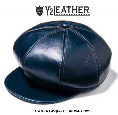 Y2レザー　ホースレザーキャスケット LEATHER CASQUETTE - INDIGO HORSE[ LC-04 ] | Y'2 LEATHER