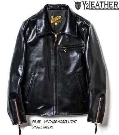 Y2 LEATHER(ワイツーレザー）PR-65 VINTAGE HORSE LIGHT SINGLE RIDERS ヴィンテージホースライトジャケット シングルライダース【貨物輸送無料】なめし革上衣 アメカジ ヴィンテージ バイ鉄道車両