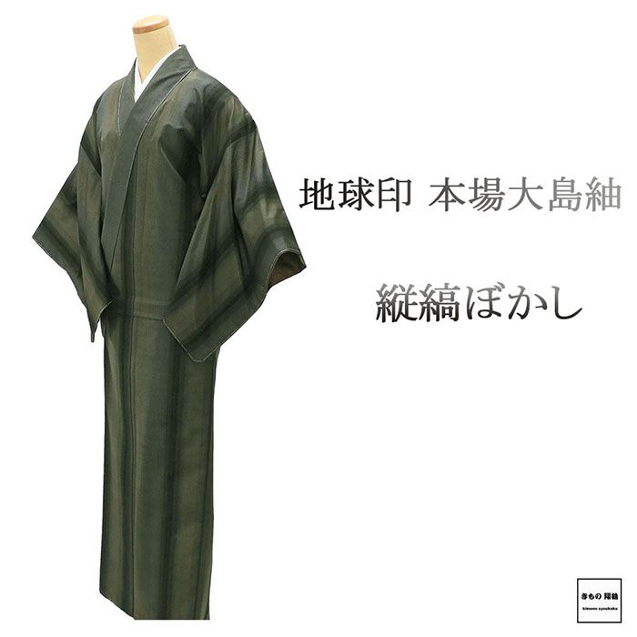 ちどりや】正絹 大島紬 七マルキ 袷 広衿 身丈160.5cm/裄66.5cm 丈・裄