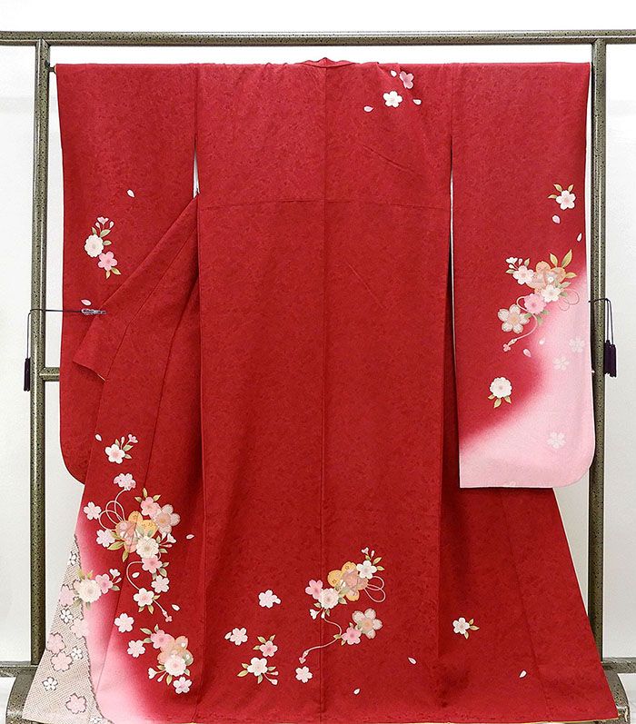 楽天市場】振袖 正絹 薔薇格子模様 5点セット 身丈170cm 裄丈67.5cm