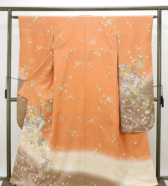 楽天市場】小紋 正絹 流水四季花模様 身丈166cm 裄丈67.5cm 小紋 良品