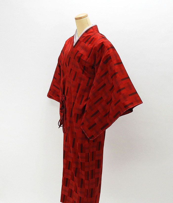 ＼30％OFFクーポン配布中／雨コート 新品仕立済 正絹 幾何模様 身丈127cm 裄丈66.5cm 雨コート 新品 仕立て上がり j1122｜きもの翔鶴