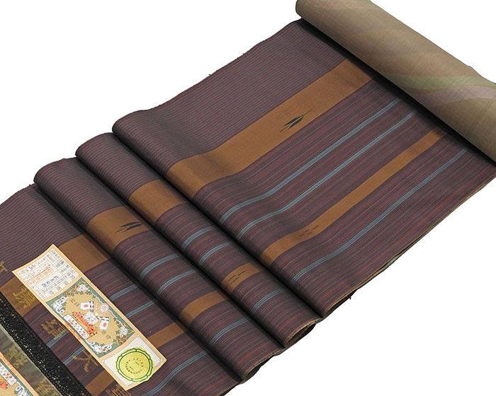 【尖んがり10倍】厚地の外套 新品 正絹 合いことば 発祥地縞大島 染めつける絵描き 岩浅公展作 リヴァーシブル ロング厚地の外套 大島紬 布切れ 新品 未仕立てもの j2014