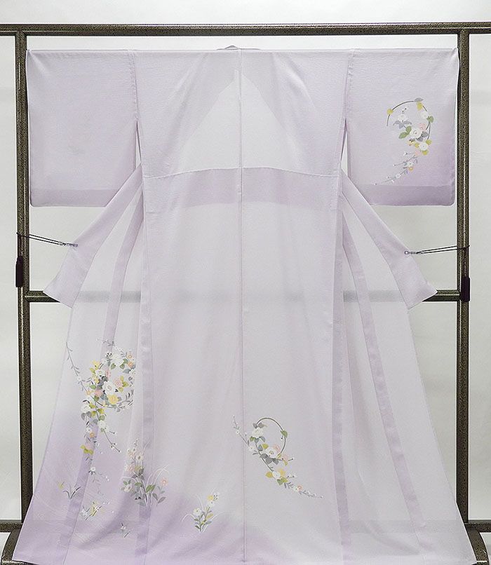 夏物 訪問着 新品 仕立て上がり 正絹 夏物 花模様 身丈164.5cm 裄丈68cm 絽訪問着 夏 夏用 仕立済 着物 wb2344