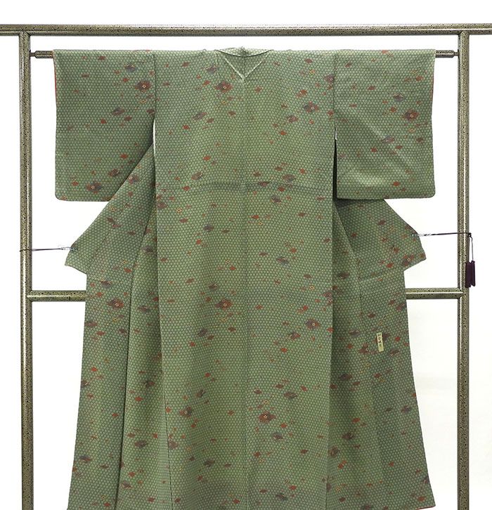 楽天市場】小紋 未着用美品 正絹 縦縞幾何模様 身丈165.5cm 裄丈67.5cm