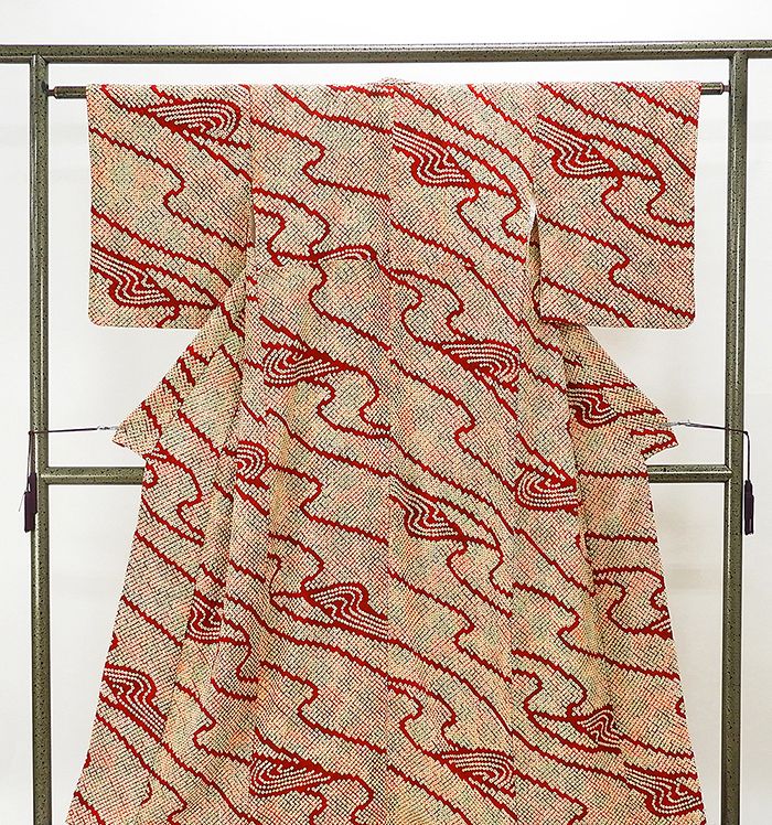 美品未着用 辻村寿三郎落款 絽縮緬 夏着物 正絹“優しい涼味と萩”小紋 K-47 232386846.jpg?1496242664