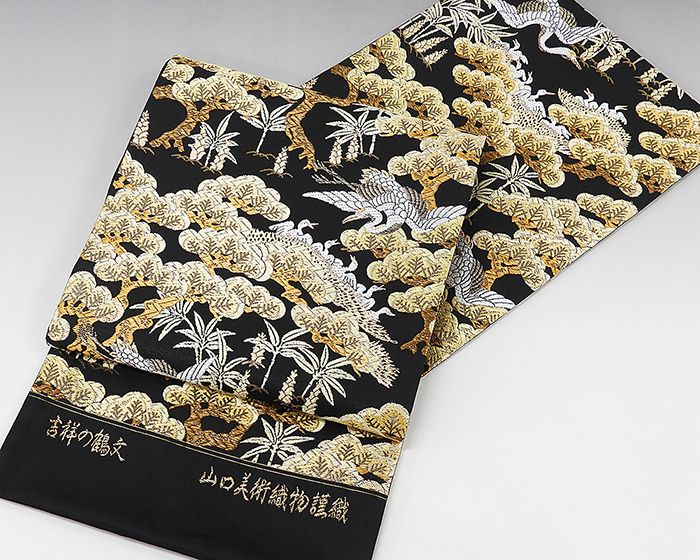 新品正規品 西陣織 山口美術織物（株）白地果実木蓮お太鼓柄 正絹 芯入