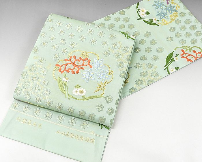 正絹西陣織丸勇花菱文様袋帯 正絹西陣織丸勇花菱文様袋帯 未使用 丸勇織物 西陣織 吉祥唐織 袋帯