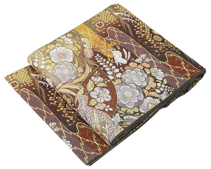 【ポイント10倍】袋帯 正絹 辻が花兎扇面模様 袋帯 美品 リサイクル 中古 辻ケ花 結婚式 入学式 卒業式 パーティー g4046