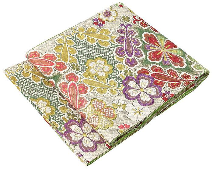 HASHIMOTO 花柄 袋帯　美品 袋帯 美品 秀品 向かい鳥 草花 金銀糸 箔 灰紫 六通 正絹 【