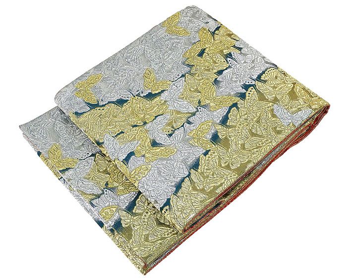 ＼20％OFFクーポン+ポイント5倍／袋帯 正絹 蝶々模様 良品 リサイクル 中古 フォーマル 礼装用 パーティー 着物 g4087