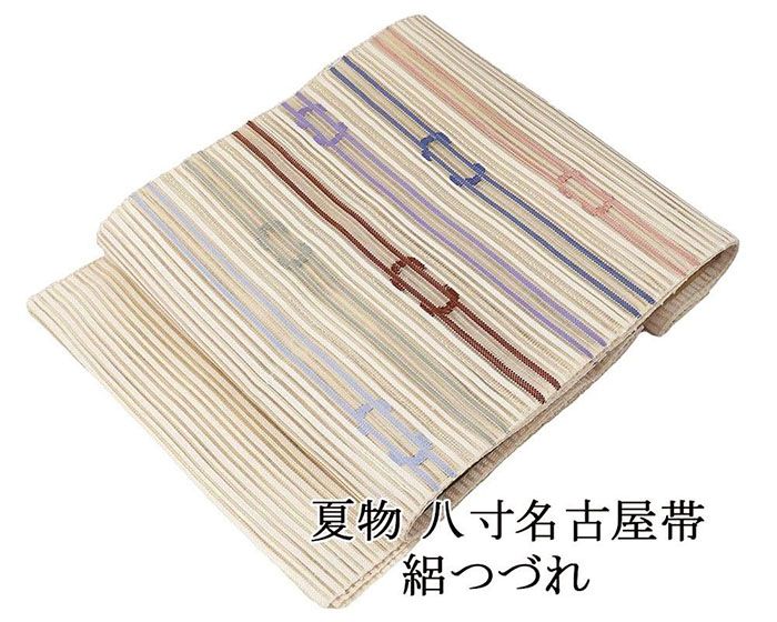 ＼20％OFFクーポン券別れ別れ中／夏帯 名古屋帯 絽綴れ 正絹 新品 仕立てもの売り上げ高 横段 幾何学 夏八寸帯 八寸 夏用 夏物 絽つづれ y5204