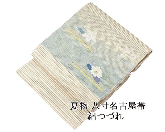 夏帯 名古屋帯 絽綴れ 正絹 新品 仕立てもの売り上げ高 花 夏八寸帯 八寸 夏用 夏物 絽つづれ y5221
