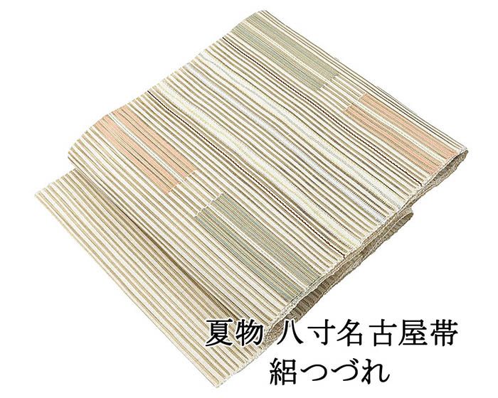 夏帯 名古屋帯 絽綴れ 正絹 新品 仕立てもの売り上げ高 幾何学 夏八寸帯 八寸 夏用 夏物 絽つづれ y5258