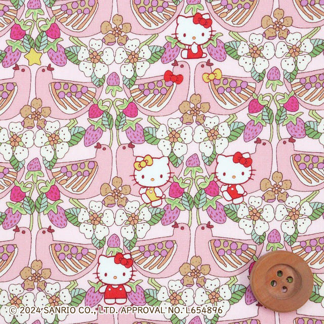ハローキティ×リバティ・ファブリックス タナローン（Strawberry Day ストロベリー・デイ）ピンク【DC34427・J24A】画像