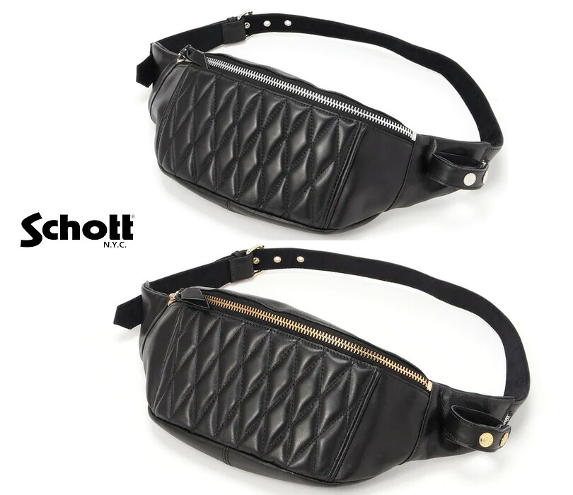Schott ショット [ キルティングレザー ボディバッグ ] PADDED BODY BAG ウエストバッグ 人気 新作 メンズ 本革 アメカジ カジュアル ミリタリー ミニバッグ 鞄 7825976008 【RCP】
