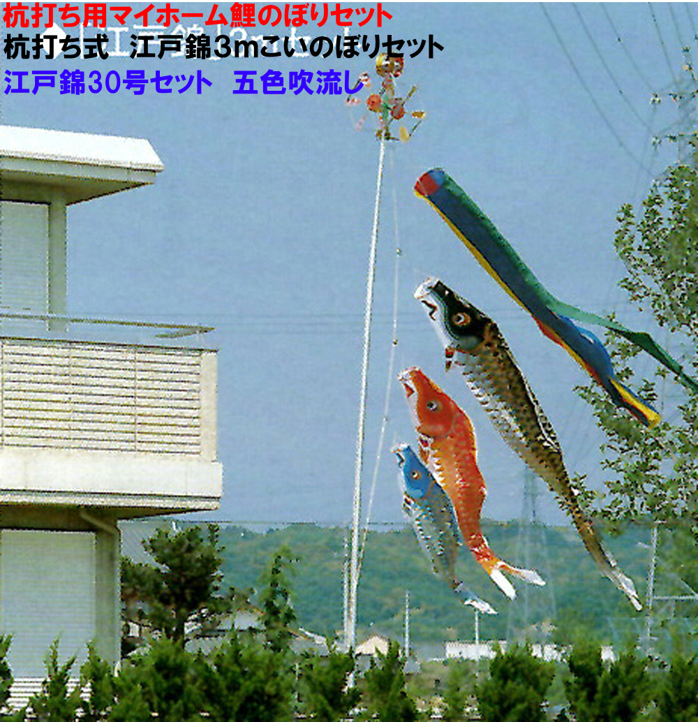 東洋紡 錦鯉 鯉のぼり3メートル3色セット-